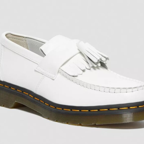 Dr. Martens White Adrian Yellow Stitch Smooth Leather Tassel Loafers UK6 - Picture 2 of 6